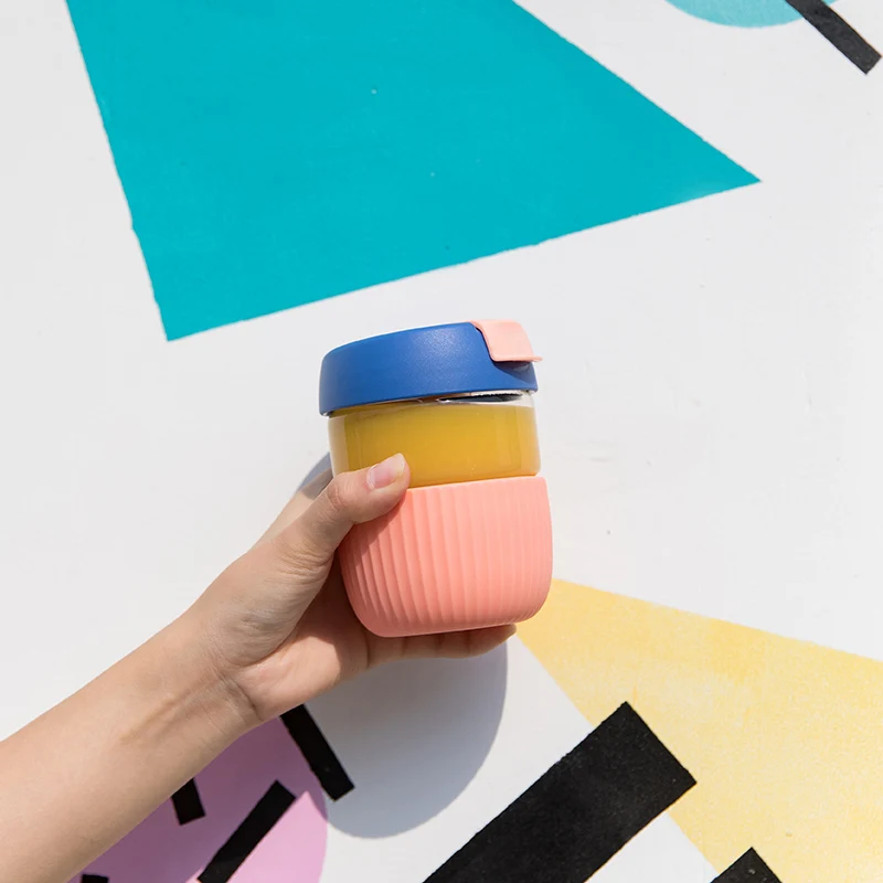 KKF радужная цветная чашка стеклянный термос простая портативная мини-кружка для