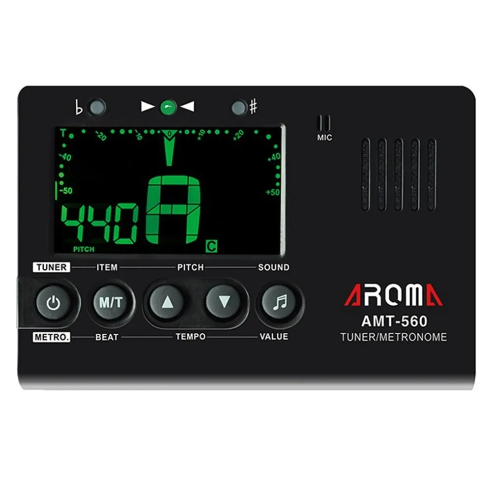 

Aroma AMT-560 Universal Electric Guitar Tuner Metronome Built-In Mic Pickup Bass Cable 6.3mm For Violin Ukulele Universal