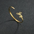 Персонализированный браслет с именной табличкой, буквой с бриллиантом, браслет из нержавеющей стали для женщин, ювелирные изделия на день рождения, подарки