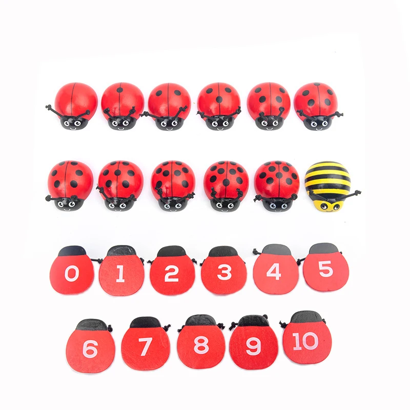 

Counting Beetle Toy Storage Bag Set Kindergarten Children's Digital Enlightenment Learning to Count Insects Decoration Gifts
