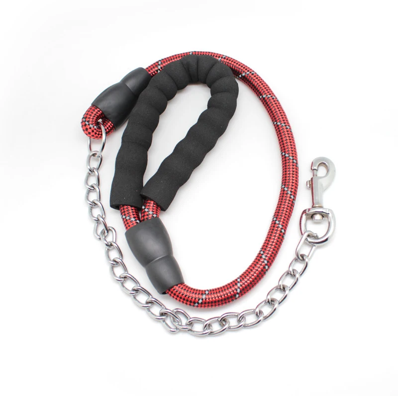 Светоотражающий Поводок-цепочка для больших собак из нержавеющей стали поводок