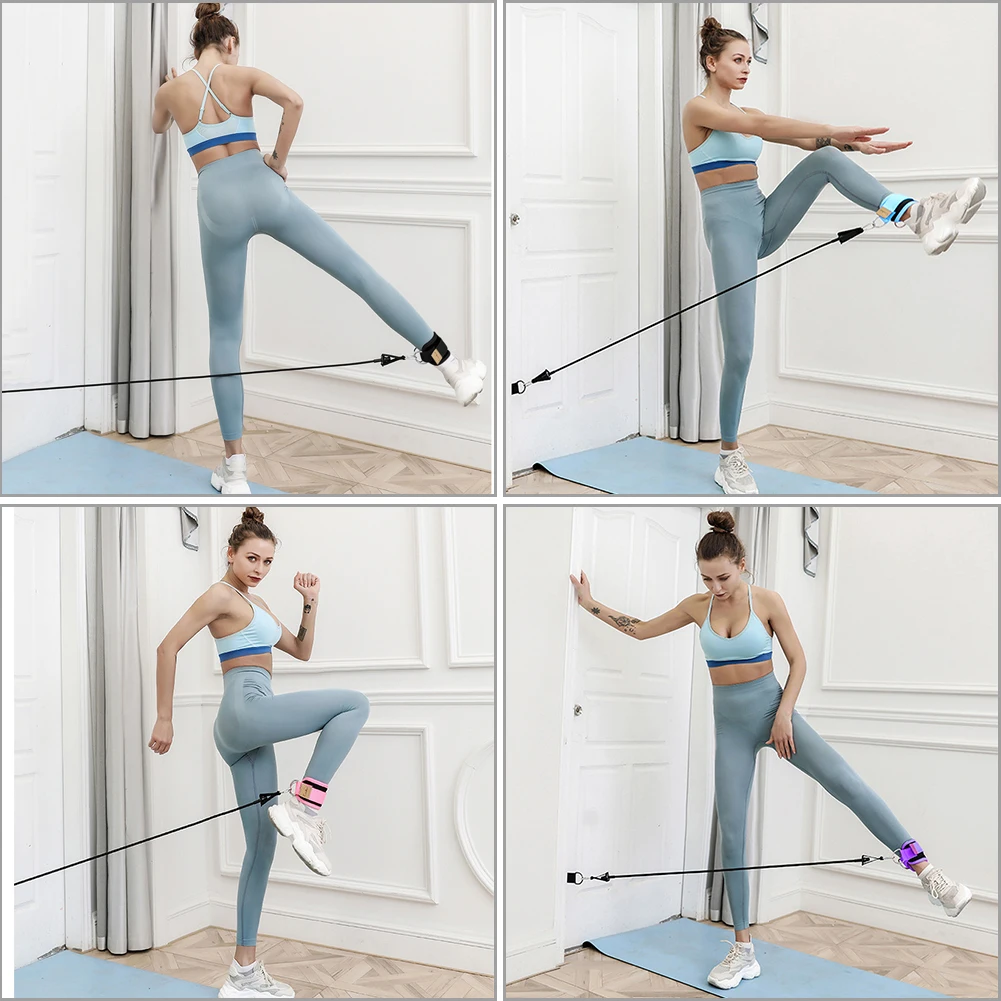 

Elastic D-ring Ankle Strap Cuffs with Resistance Band Door Anchor Leg Hip Training Exercises Attachment Fitness Equipment