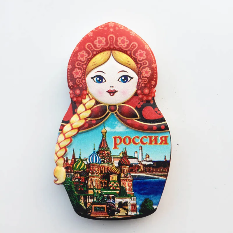 

QIQIPP New Russian creative tourist souvenir resin doll magnetic sticker refrigerator sticker decoration collection companion