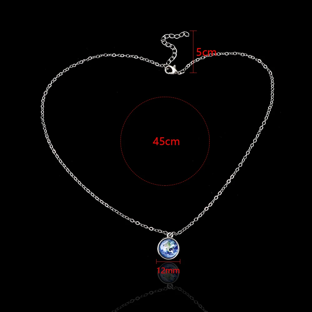 Двухстороннее ожерелье с подвеской в виде земли стеклянное кабошоном уникальный