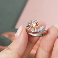 baoshina korean style bicolor flowers womens ring trendy rose gold color ring for bride wedding party engagement jewelry 2020