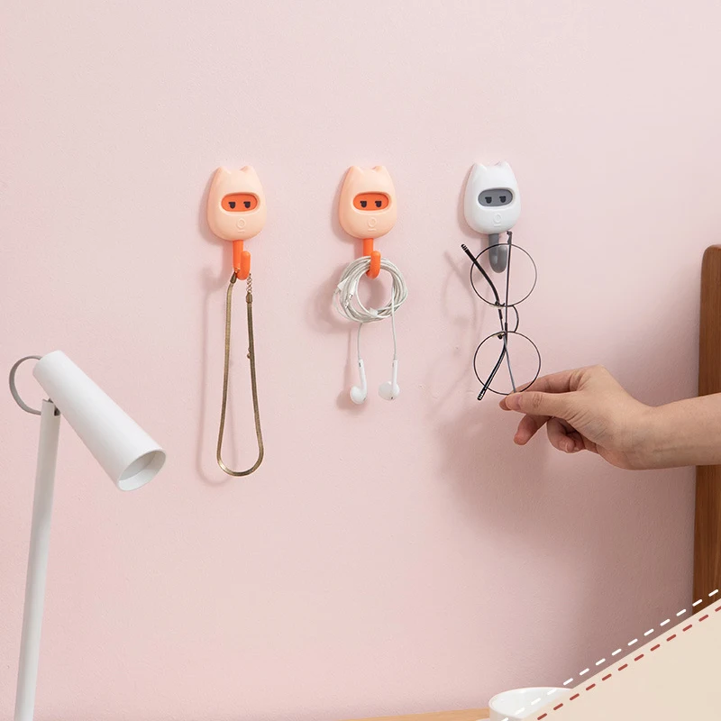 

Cartoon Cat Shape Seamless Hook Strong Adhesive Punch-free Cute Innovative Home Decoration Wall Hooks for Living Room NEW Hot