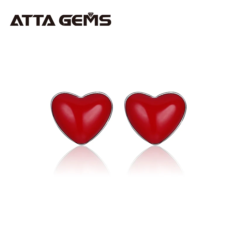 

Женские серьги в форме сердца с красной эмалью, серьги-гвоздики из стерлингового серебра S925 пробы, подарок на день рождения дочери