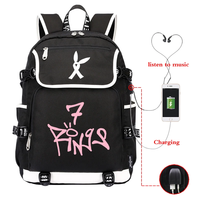 Canvas Backpack 12 Ариана Гранде школьный рюкзак модные мужские рюкзаки Банг Чан Феликс вуцзинь Миньо путешествия ноутбук рюкзак usb зарядка ранец - Цвет: Canvas Backpack 12