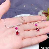kjjeaxcmy fine jewelry 925 sterling silver inlaid natural ruby female miss pendant necklace vintage support test