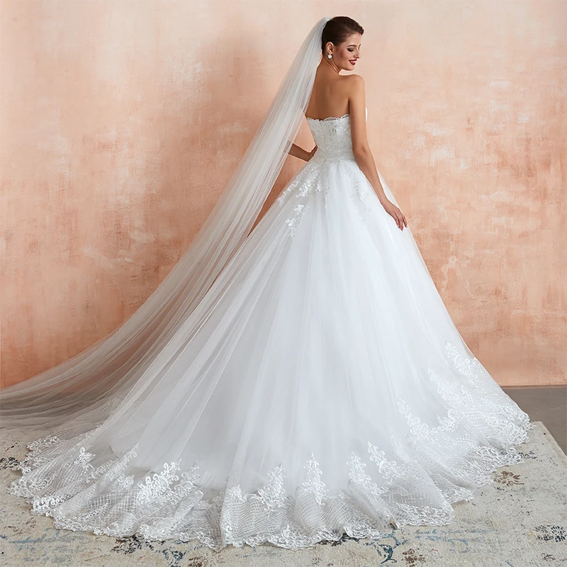 Luxury Wedding Dresses Vintage Lace Bling Sequins White Ivory Sweetheart Bridal Dress vestido de novia 2019 New | Свадьбы и