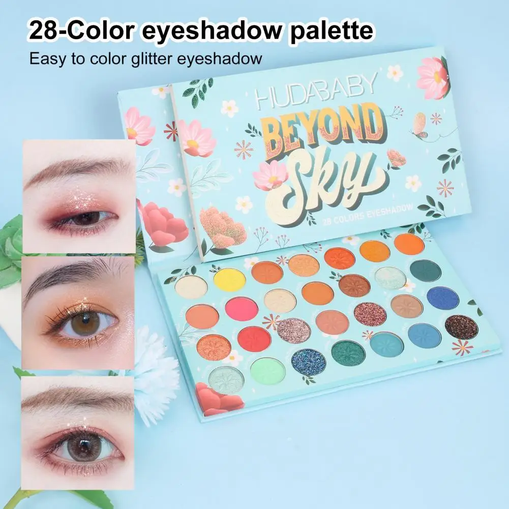 

hudababy Eye Shadow Plate Universal Popular Easy to Carry 28-color Glitter Eyeshadow Palette for Girl