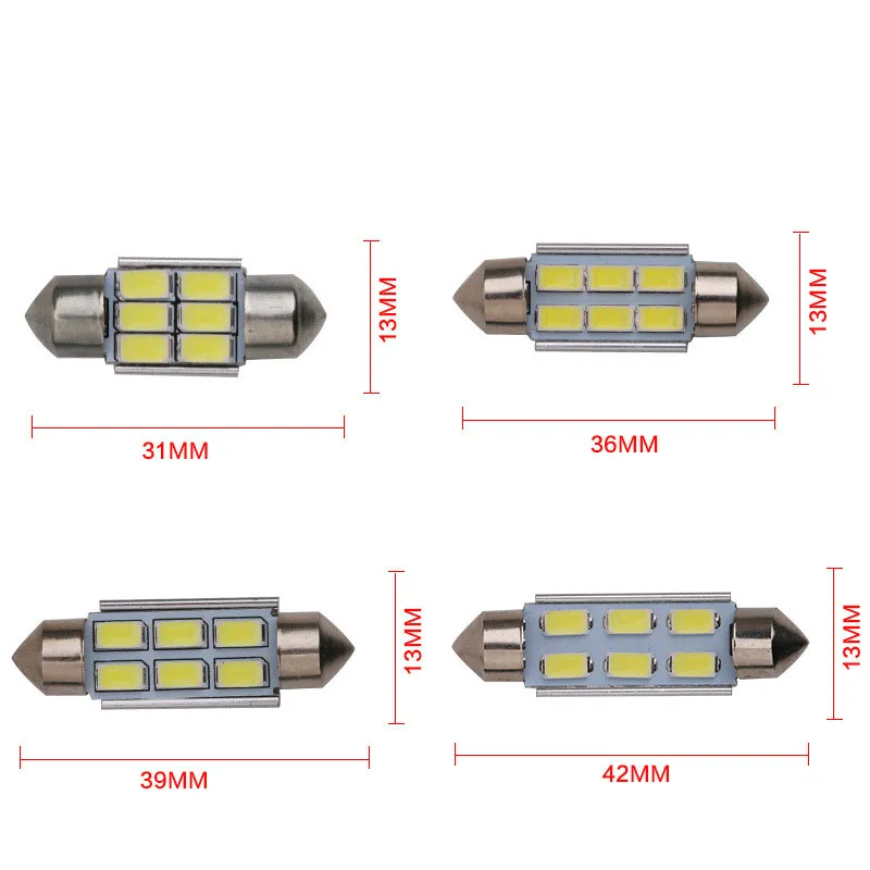 2шт белый 31 мм 36 39 41 Автомобильный светодиодный светильник 5630 6smd CANBUS без ошибок
