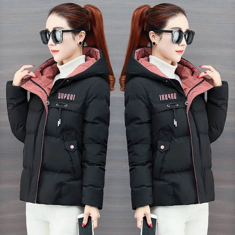 

2021NEW Xfh 2021 New Winter Jacket Women Parkas Hooded Thick Down Cotton Padded Parka Female Jacket Short Coat Slim Warm Outwear