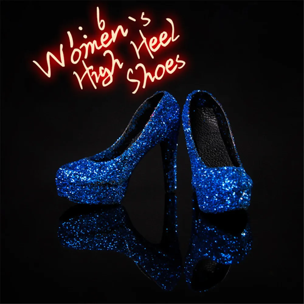 

1/6 Женский, расшитые блестками, с украшением в виде кристаллов на высоком каблуке аксессуар солдат модельная обувь для 12 дюймов фигурки