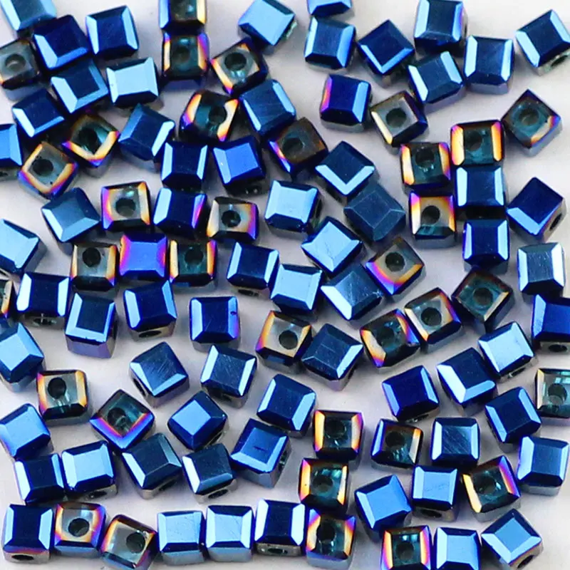 Sapphire blue PEOOPLE покрытие AB 100 шт./лот 3 мм квадратный ручной работы DIY австрийский кристалл стеклянные свободные разделительные бусины для изготовления ювелирных изделий Аксессуары - Цвет: Sapphire blue