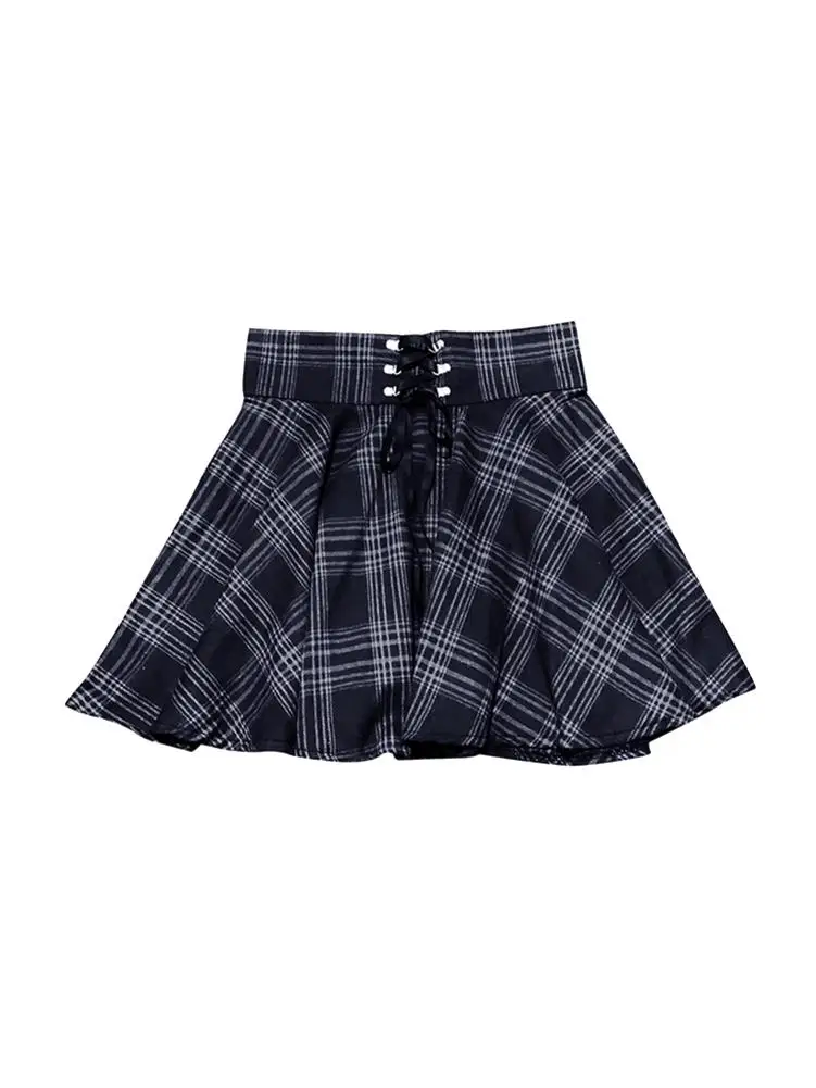 

Y2K new retro plaid high waist skirt female fashion A-line short skirt