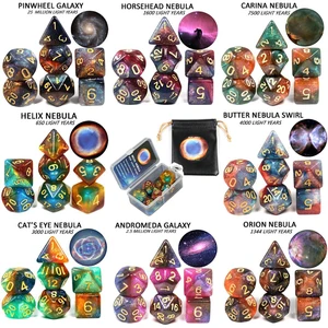 Космическая галактика концепция кости 7 шт с сумкойкоробкой ролевые игры настольные аксессуары 8 тем Рождественский подарок настольная игра