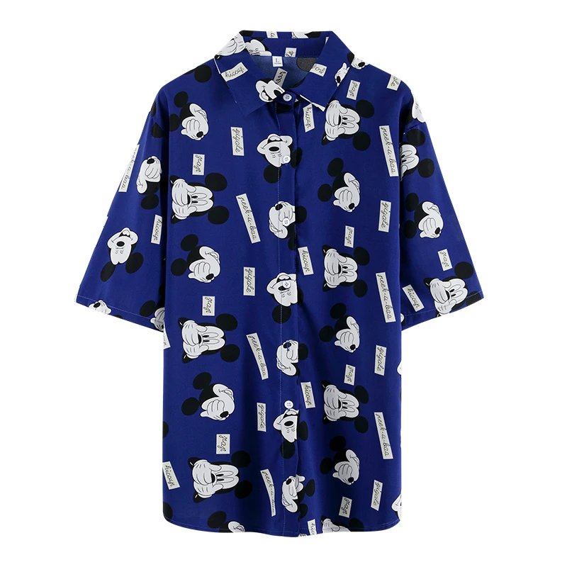 

Disney Lady Mickey Mouse Fashion Cartoon Shirt Summer New Print Loose Blouses Shirts High Quality Lightweight