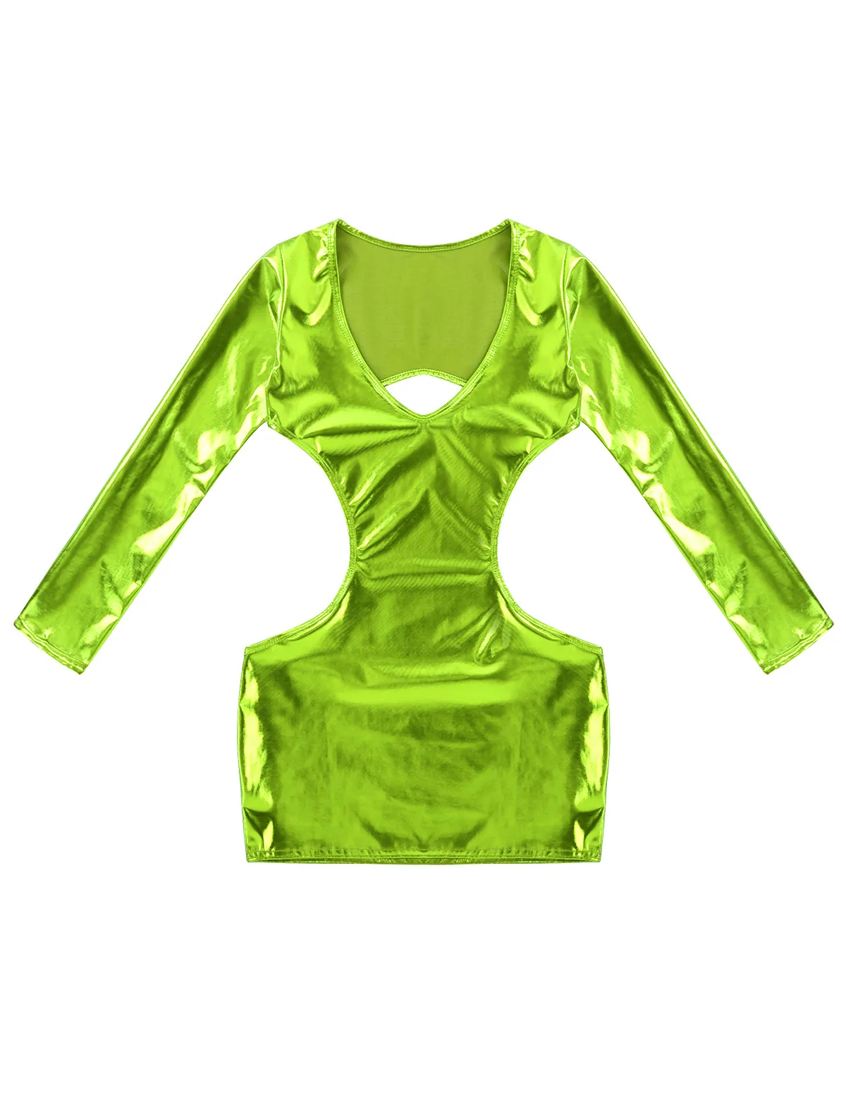 Женское блестящее металлическое нижнее белье с глубоким V образным вырезом