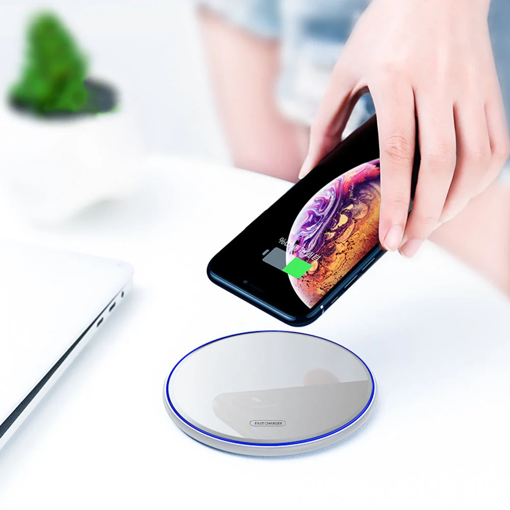 

15W Wireless Charger QI Standard for IPhone 8 11 XS XR Mirror Ultra-thin QI Wireless Charging for Huawei for Xiaomi Fast Charing