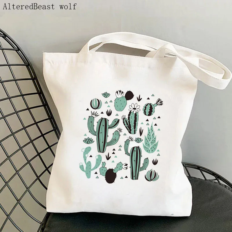 

Женская сумка-шоппер кактус с мультяшным рисунком кавайная сумка для покупок в стиле Харадзюку холщовая сумка-шоппер женская сумка-тоут