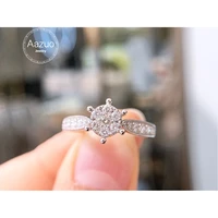 aazuo 18k solid white gold real natrual diamonds 0 50ct engagement 6 claws ring gift for woman high class banquet party au750
