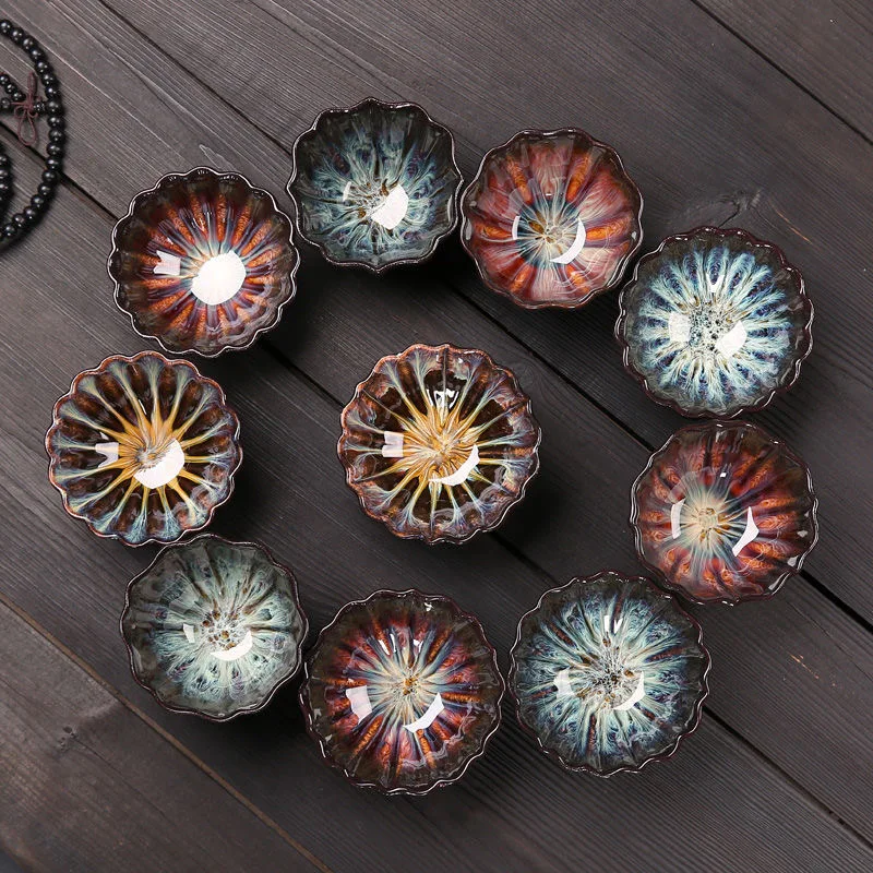 Японская керамическая одинарная чашка для чая Tianmu глазурованная шляпа Master