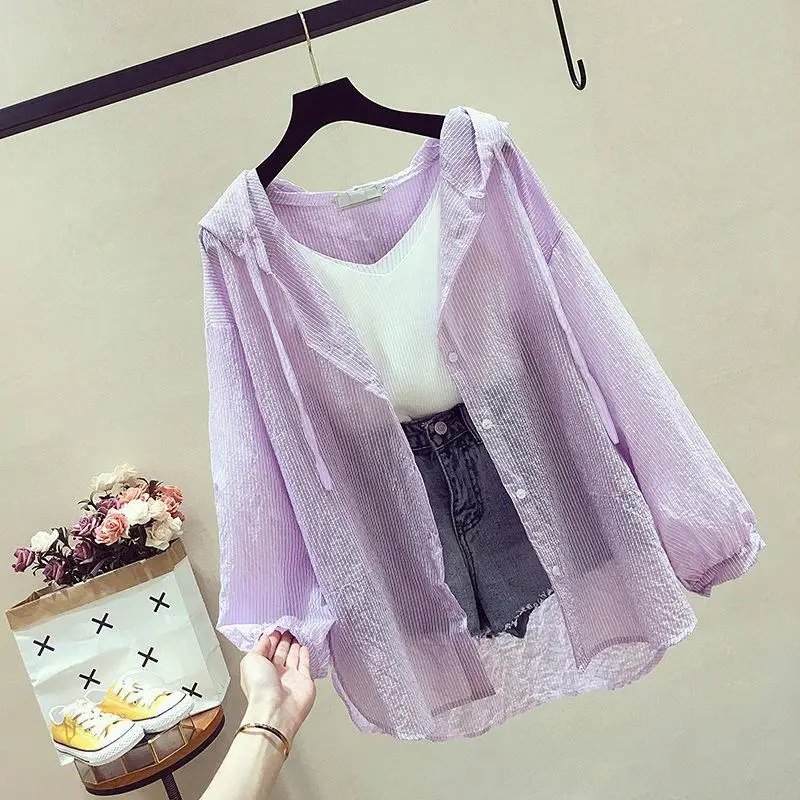 Куртка женская с капюшоном Повседневная тонкая свободная дышащая верхняя одежда