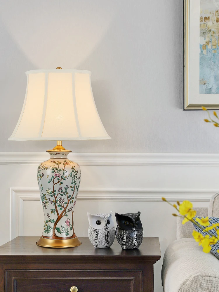 

Chinese Fresh Flower hotel desk lamp ceramic table lamp