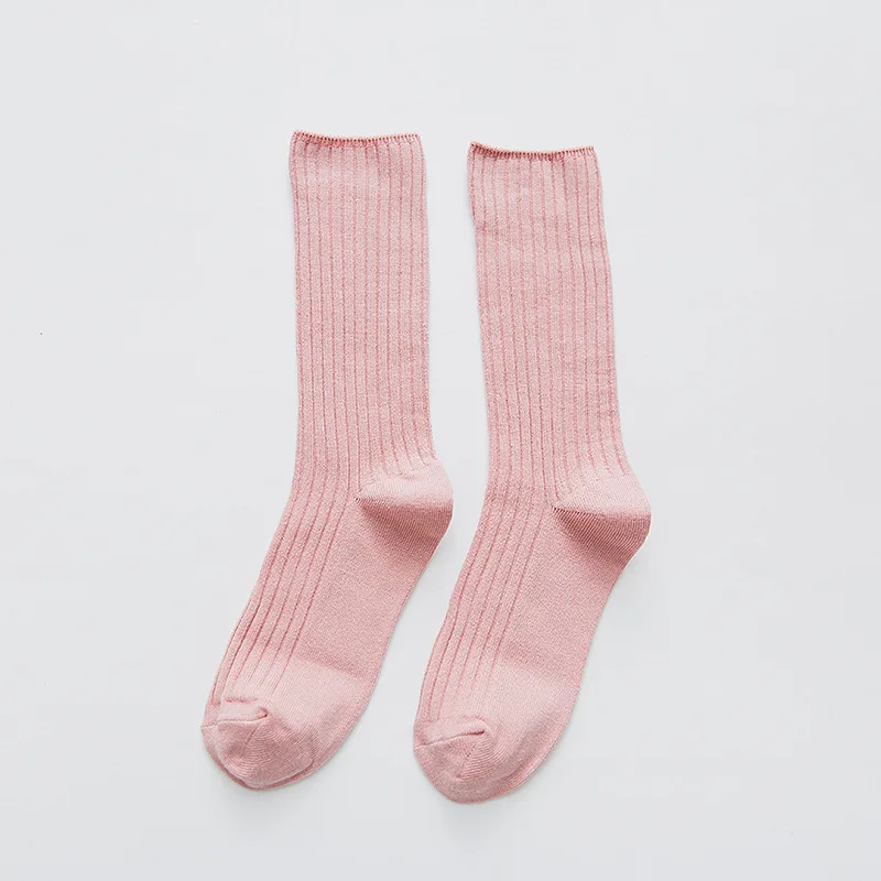 

Japanese Harajuku Retro Women Cotton Loose Socks High School Girls Korean Style Knitting Solid Color Long Black Pink Designer
