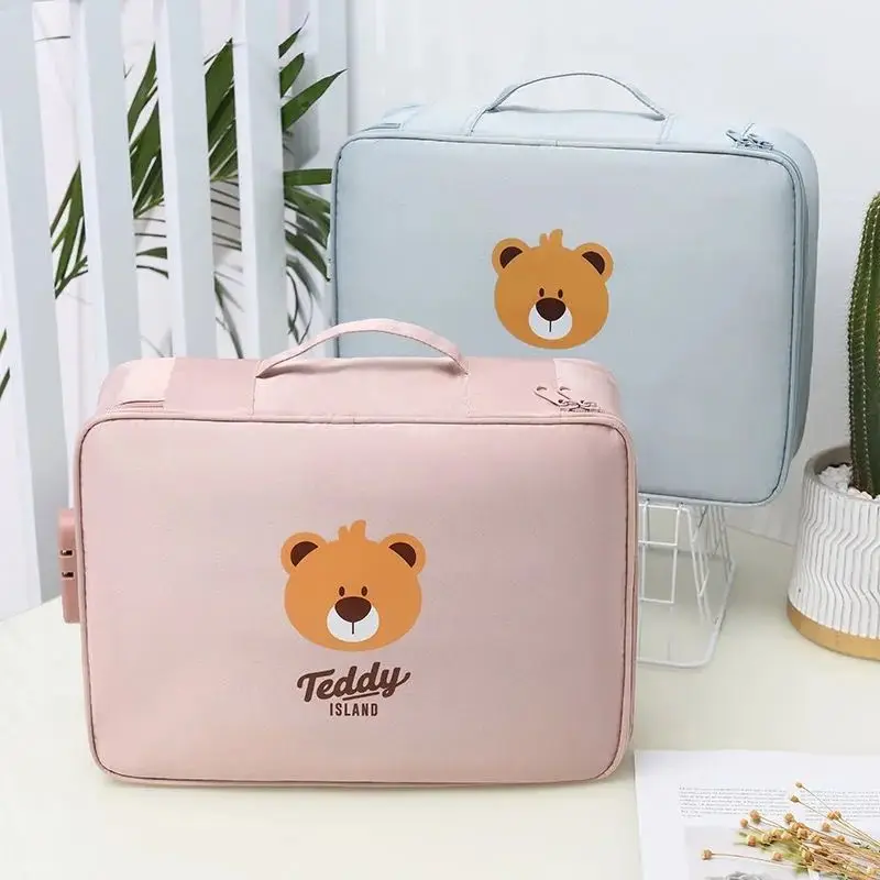 

Cartoon Document Storage Bag Waterproof Woman Travel Briefcase Tickets Material File Organizer Passport Zipper Pouch Accessories