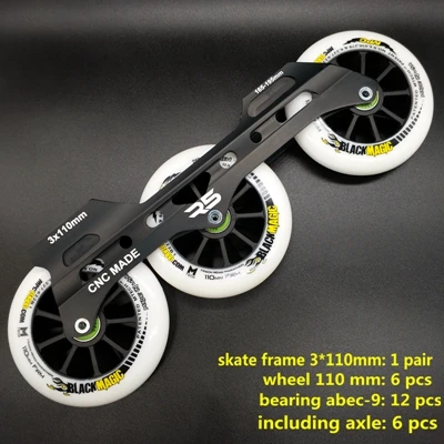 Скоростные коньки, рама 3x110 мм - Цвет: black frame n wheel