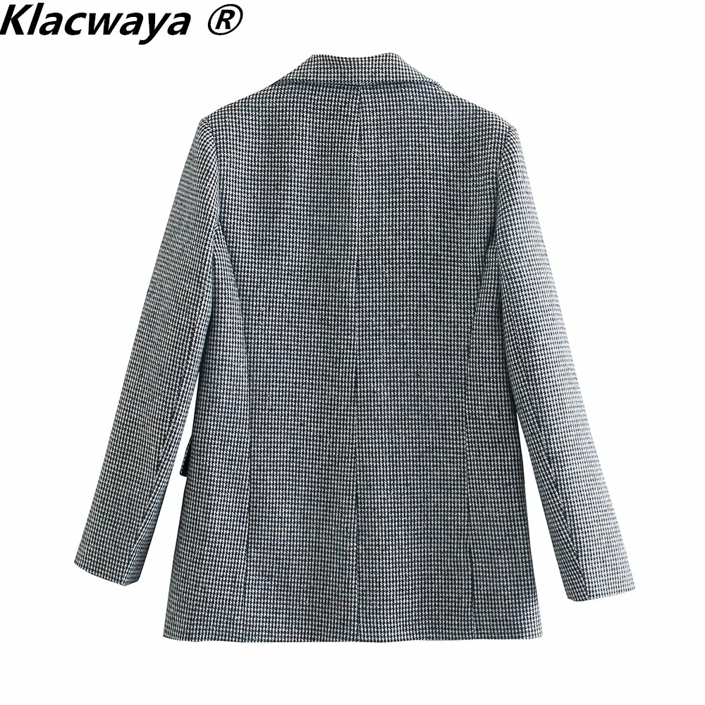 Женский костюм-двойка Klacwaya винтажный Блейзер на одной пуговице с длинным рукавом