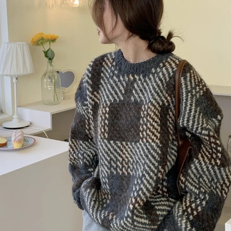 

Пуловер для ленивых женщин, свитер, женский зимний утепленный Вязаный топ свободного покроя, новый дизайн 2021