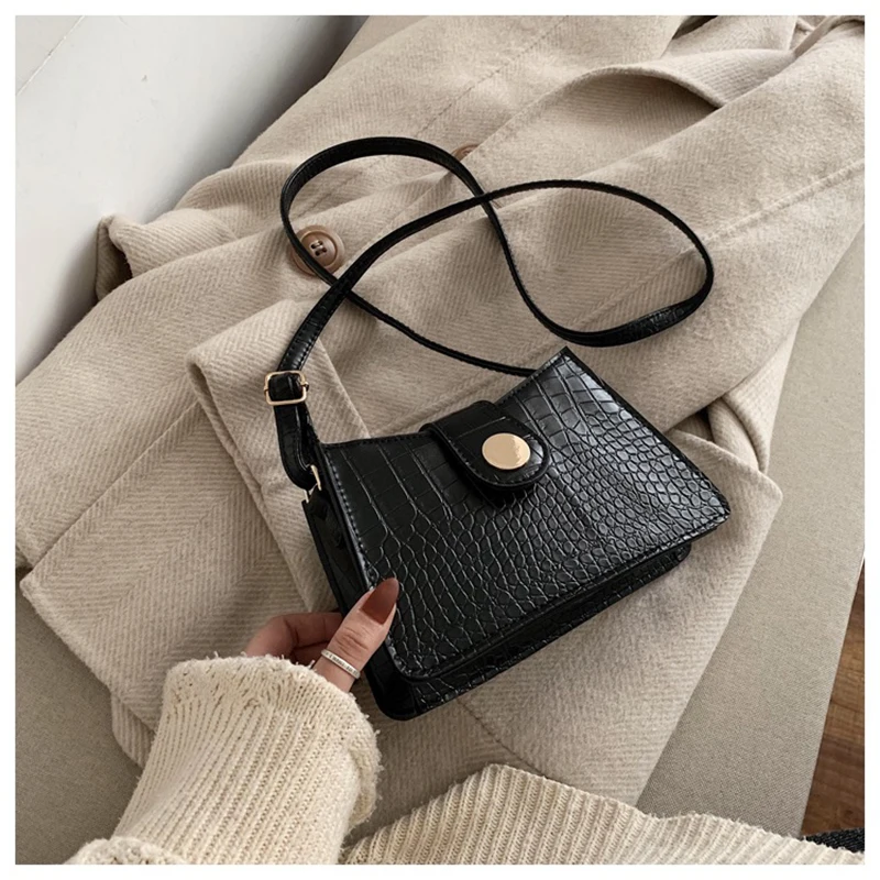 Женские сумки женская модная сумка через плечо из крокодиловой кожи черная