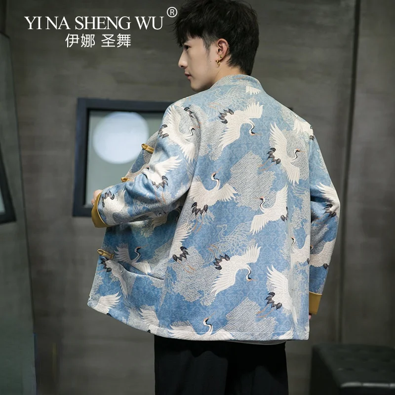 Традиционное китайское платье искусственное с рисунком журавлей