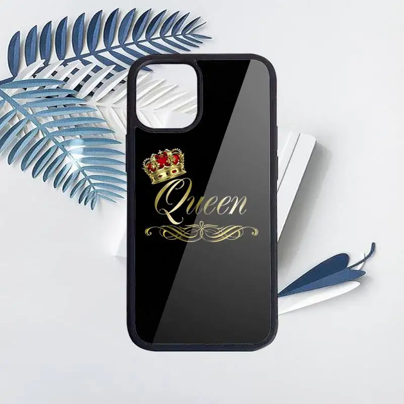 

King Queen gold Crown Phone Cases PC for iPhone 11 12 pro XS MAX 8 7 6 6S Plus X 5S SE 2020 XR Luxury brand shell funda