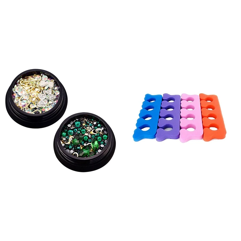 2 коробки 3D ювелирные изделия для ногтей алмазные плоские украшения и 100 шт.