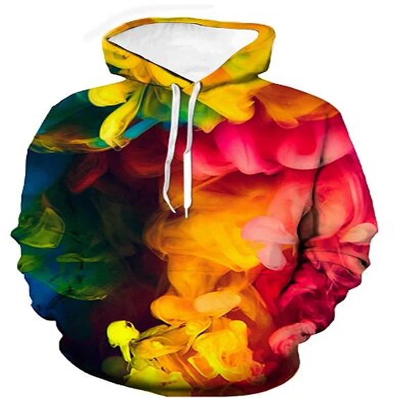 

Men's Top Long Sleeve Hoodie Tie Dye 3D Hoodie Men's Color Hooded Sweatshirt Fashion Casual Hooded Sportswear
