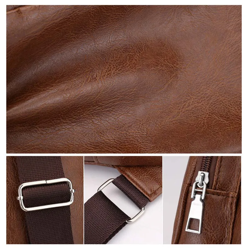 

2020 Men USB Charging Chest Bag PU Leather Crossbody Shoulder Bag Diagonal Package Messenger Travel Bag Dropship New