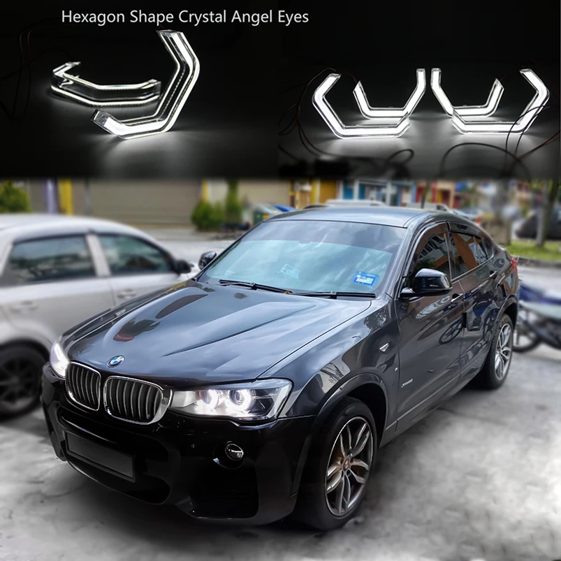 

Для BMW G01 X4 F26 G02 X3 F25 LCI DRL сверхъяркий Кристалл M4 знакованный Стиль 3D светодиодсветодиодный глаза ангела гало кольсветильник