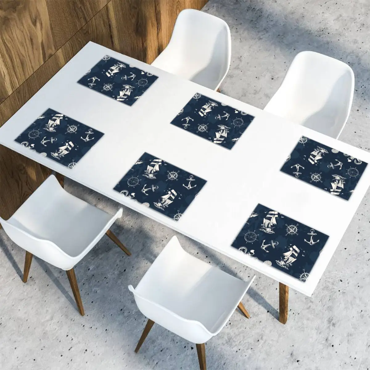 

Set of 6 Ocean Ship Anchor And Octopus Placemats for Dining Table Place Mat in Kitchen Accessories Cup Wine Mat