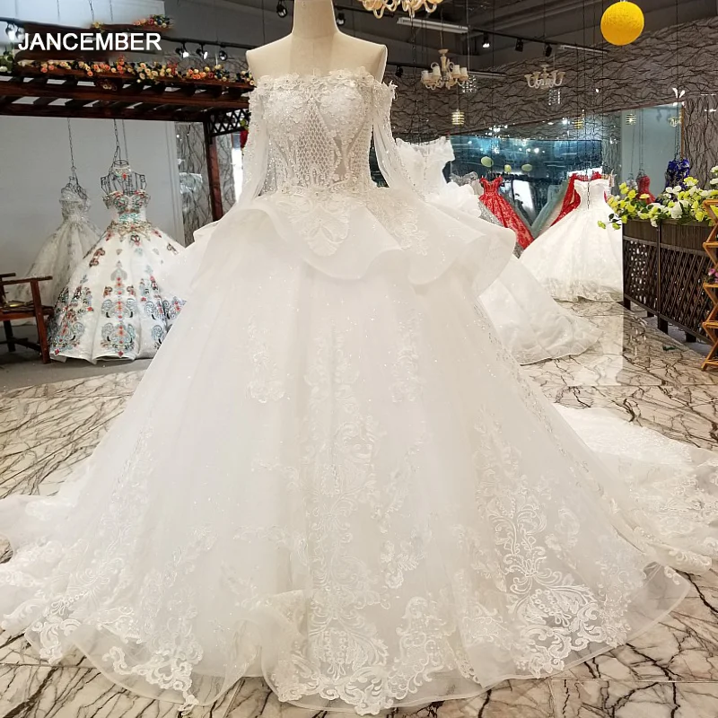 LS41100 свадебное платье с открытыми плечами и длинным рукавом сексуальное вырезом
