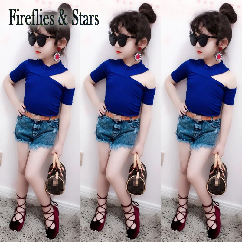 Летняя футболка для девочек Топы малышей Детская уличная одежда Модная