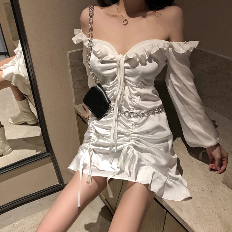 

Jvzkass women's spring dress 2020 new high-cold Yujie style mature dress laced waist was thin fishtail bag hip Z347