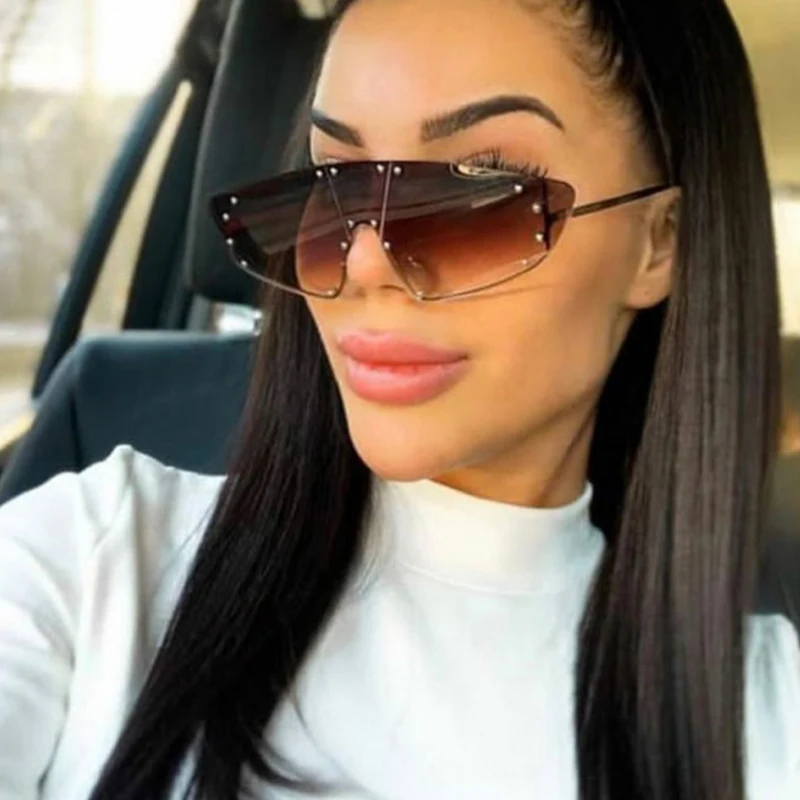 Мужские и женские солнцезащитные очки без оправы зеркальные металлические