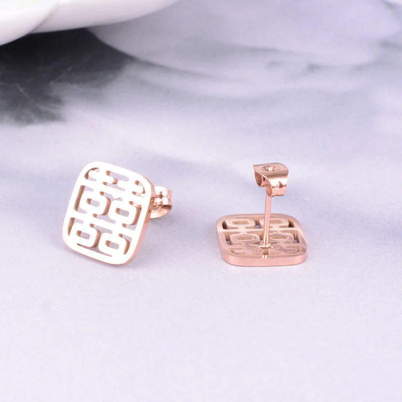 E07 серьги-гвоздики в китайском стиле для костюма Xi полые квадратные серьги с