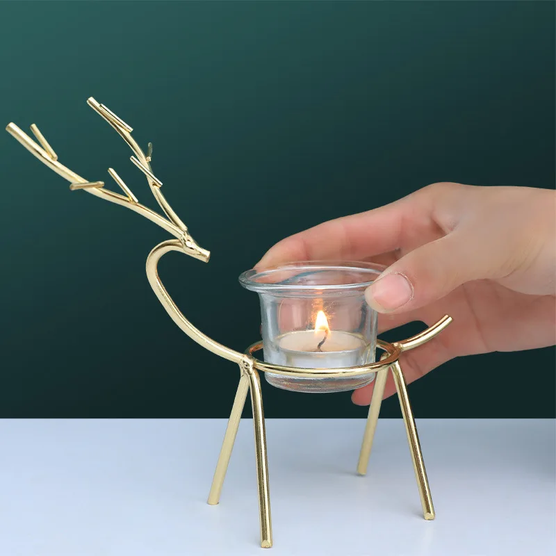 Креативный металлический подсвечник в виде лося для свадебной вечеринки