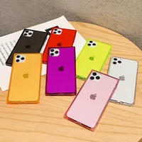 fluorescent square color phone case for iphone 11 12 13 pro max xr x xs 7 8 plus se 2020 case shockproof soft clear back cover