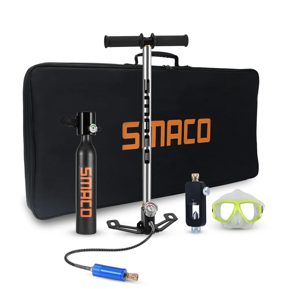 

SMACO 500ml Hand Operated Mini Scuba Air Tank Inflator Pump Diving Equipment Storage Bag for Diving oxygen cylinder